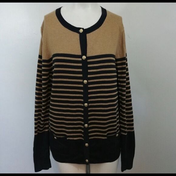 Lands’ End Striped Cardigan size M 10-12 - Picture 2 of 10